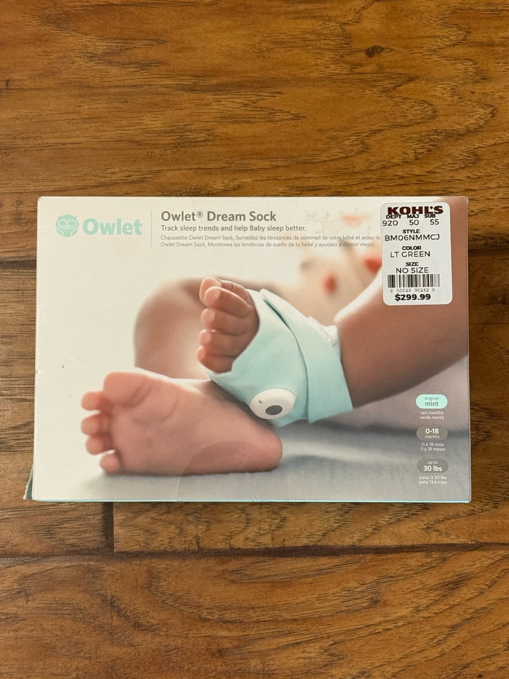 Owlet Dream Sock Baby Sleep Monitor Sock in Light Green